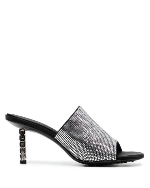 Givenchy G Cube 70mm Rhinestone-embellished Mules in het Gray