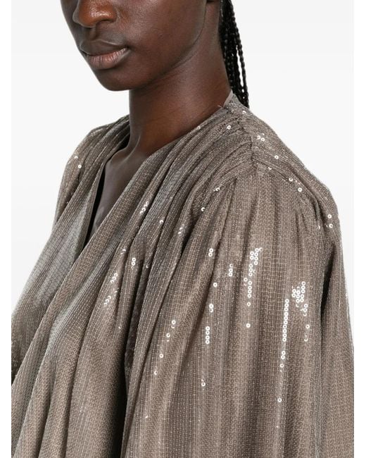 ROTATE BIRGER CHRISTENSEN Natural Sequin-Embellished Ruched Mini Dress