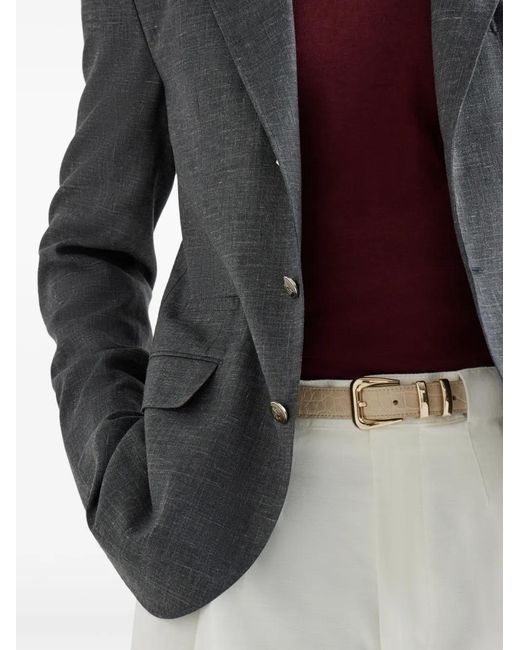 Brunello Cucinelli Blue Slubbed Buttons Blazer for men