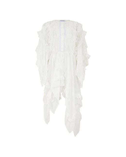 LES FILLES D'EVA White Asymmetric Ruffled Dress
