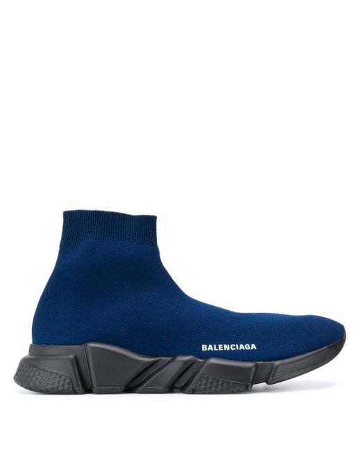 Balenciaga Blue Speed Sock Logo Trainers for men