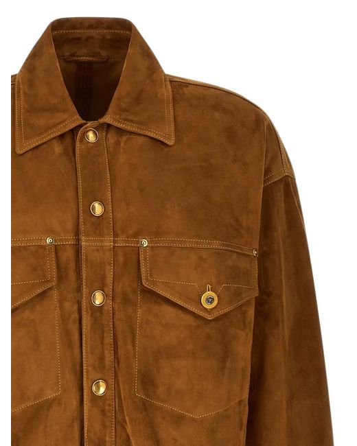 Versace Brown Medusa Suede Jacket for men