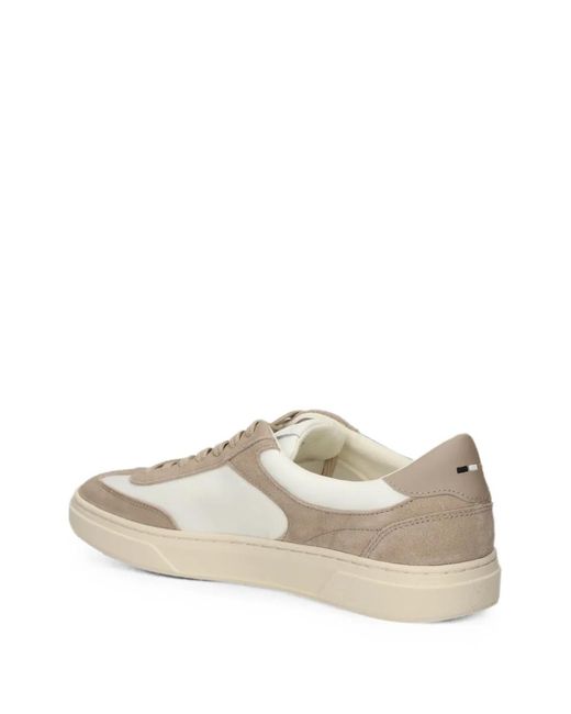 Boss White Colour-Block Panelled Sneakers for men