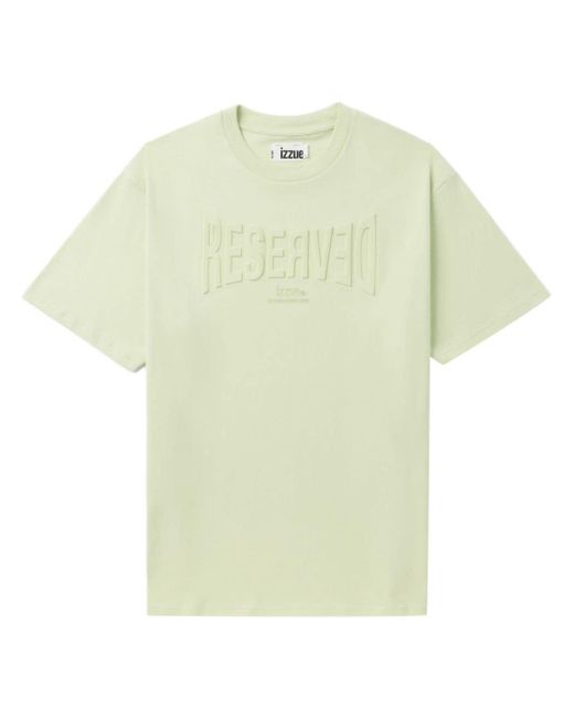 Izzue Green Debossed-slogan Cotton T-shirt for men