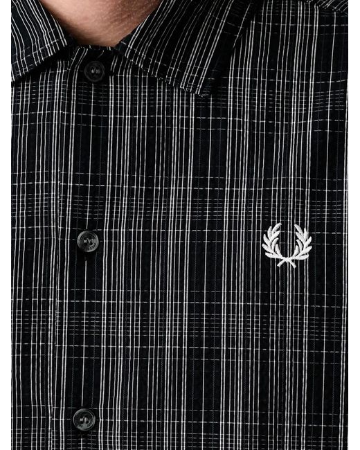 Fred Perry Black Check-Print Short-Sleeve Shirt for men