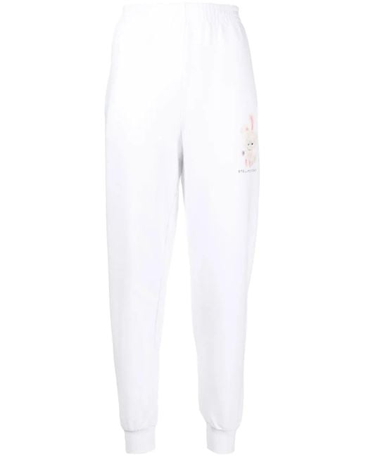 Stella McCartney White Graphic-Print Tapered Track Pants