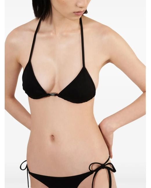 Prada Black Triangle-Cup Halterneck Bikini Top