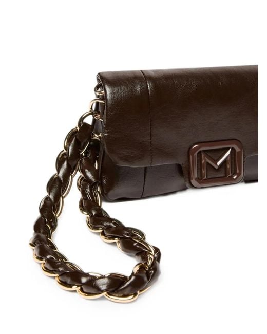 Marella Brown Mini Le Muse Logo-Plaque Clutch Bag