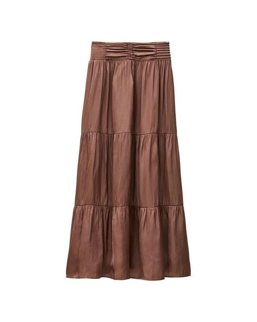 Ba&sh Brown Camyla Tiered Maxi Skirt