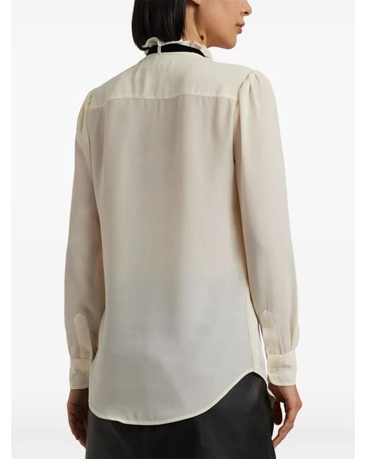 Ralph Lauren White Ruffled-Neck Blouse