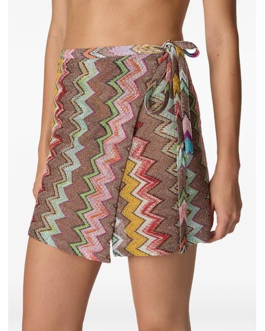 Missoni Gray Zigzag-Pattern Mini Pareo Skirt