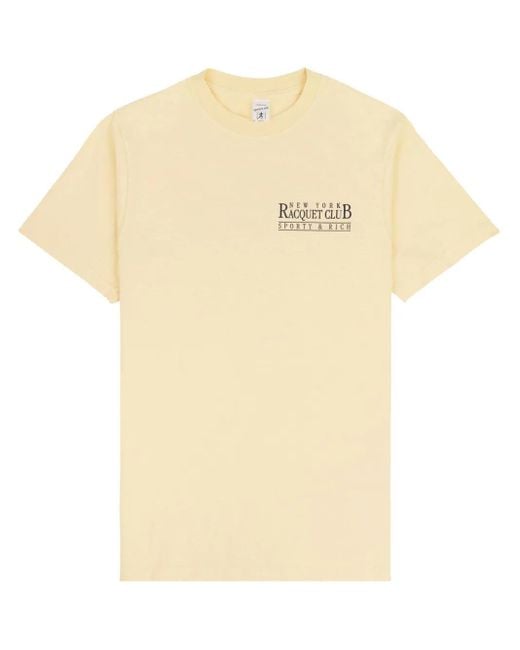 Sporty & Rich Natural Ny Racquet Club Cotton T-Shirt