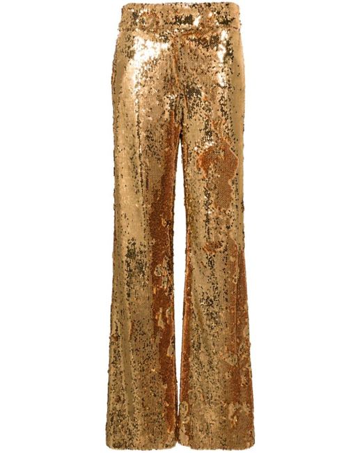 Genny Natural Sequin-embellished Straight Trousers