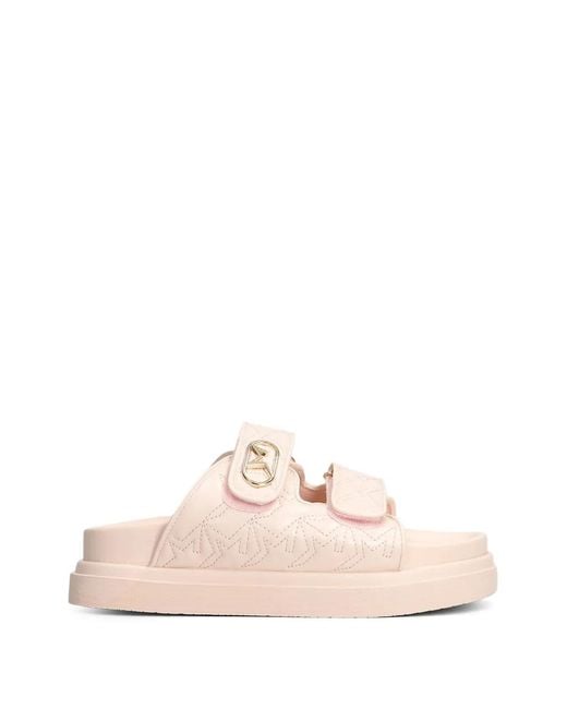 Marc Ellis Pink Calipso 002 Quilted Touch-Strap Flat Sandals