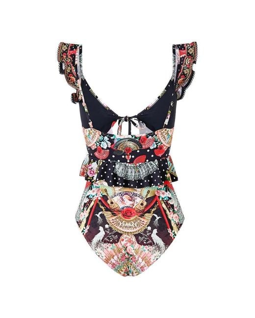 Camilla Black Ruffled-Strap Bodysuit