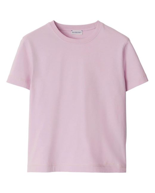 Burberry Pink Logo-embroidered Cotton T-shirt