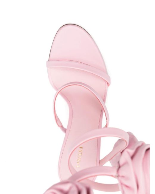 Sandalias con aplique de rosa Le Silla de color Pink