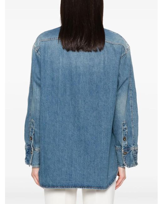 Victoria Beckham プリーツ デニムシャツ Blue