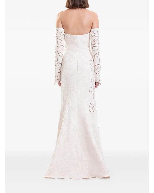 Saiid Kobeisy White Detachable-Sleeves Maxi Dress