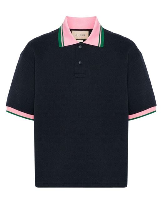 Gucci Blue GG-Supreme-jacquard Polo Shirt for men