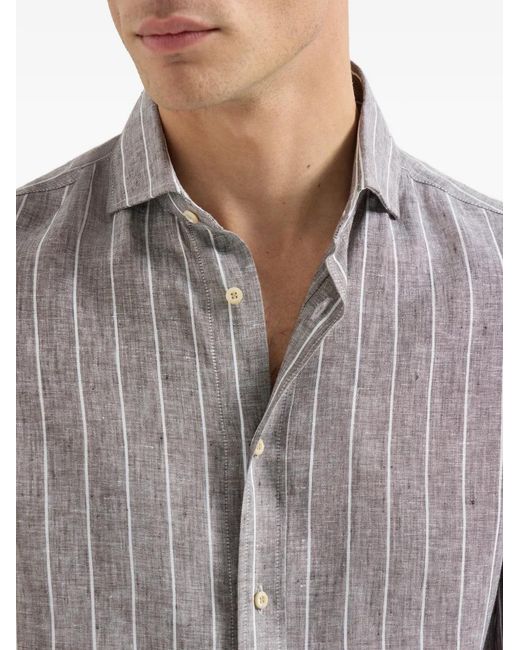Brunello Cucinelli Gray Linen Shirt for men