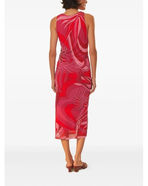 Farm Rio Red Endless Summer Tulle Midi Dress