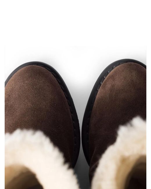 Miu Miu Brown Shearling-Lined Suede Boots