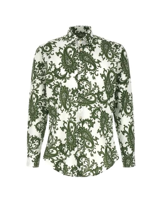 Etro Green Paisley Cotton Shirt for men