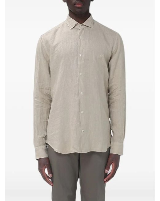 Brooksfield Gray Chemise En Lin À Logo Brodé for men