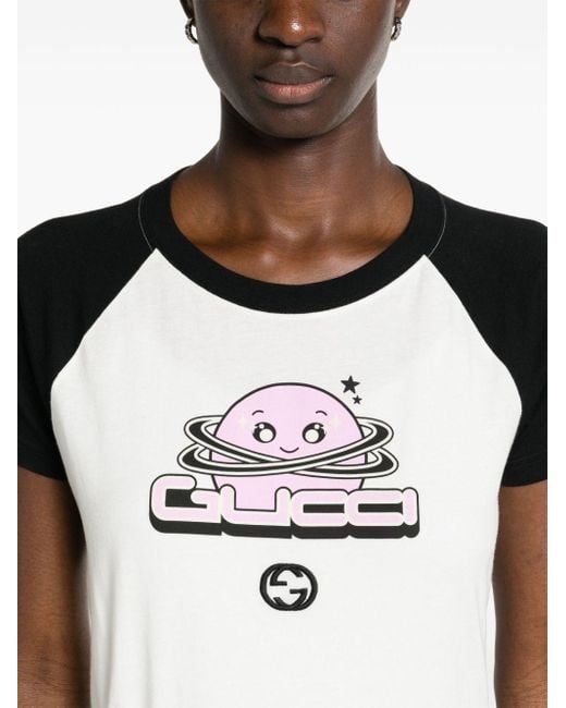 Gucci Katoenen T-shirt Met GG Logo in het White