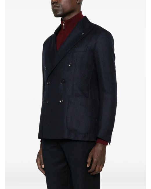 Tagliatore Blue Double-Breasted Jacket for men