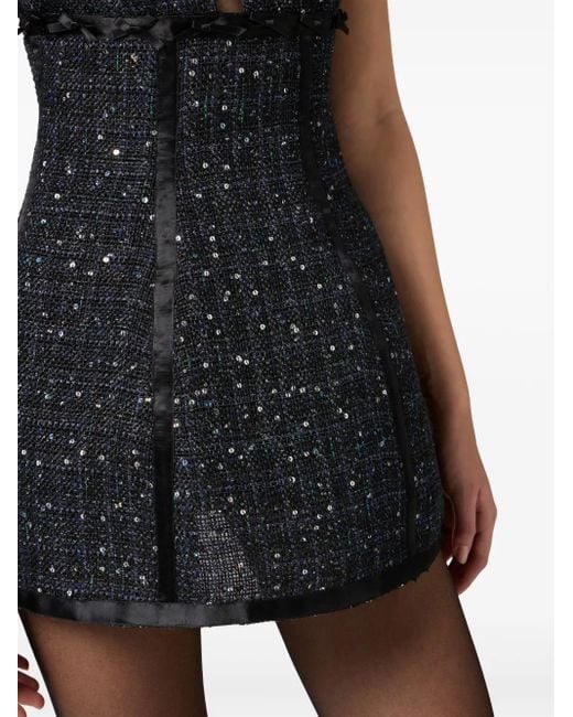 Elisabetta Franchi Black Tweed Sequins And Bows Dress