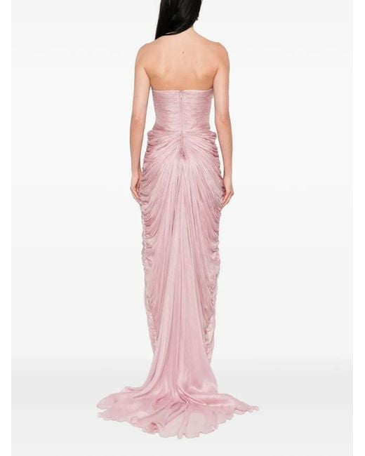 IRIS SERBAN Pink Suriel Ruched Maxi Dress