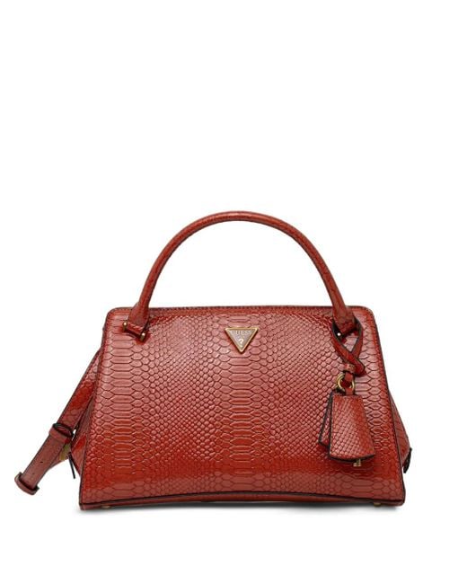 Guess Red Georgina Python-Effect Tote Bag