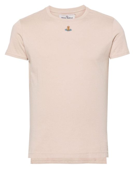 Camiseta con bordado Orb Vivienne Westwood de color Pink