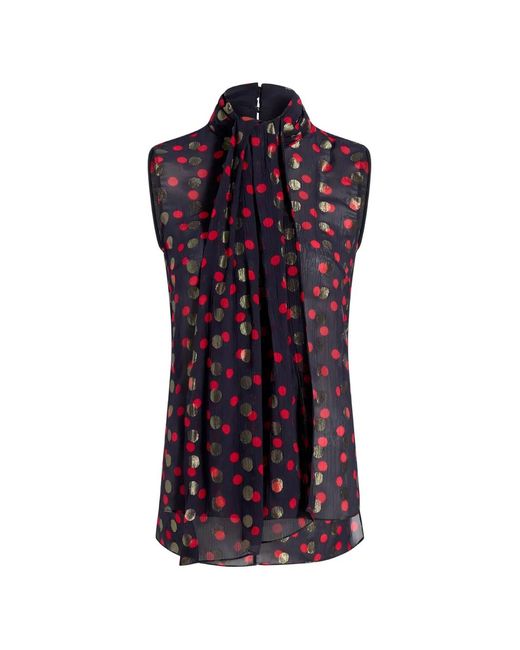 Adam Lippes Purple Swayze Polka-Dot Scarf-Neck Top