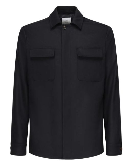 Eleventy Blue Double-Pocket Shirt Jacket for men