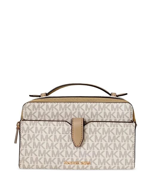 Michael Kors Natural Medium Logo-Pattern Crossbody Bag