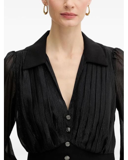 Morgan Black Pleated Buttoned Blouse