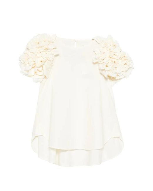 Psophia White Ruffled-Sleeve Blouse