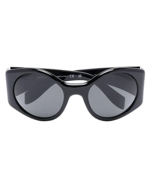Palm Angels Black Ennis Round-Frame Sunglasses