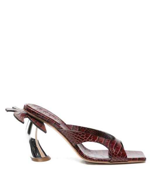 A.W.A.K.E. MODE Brown 90Mm Crocodile-Effect Heeled Sandals