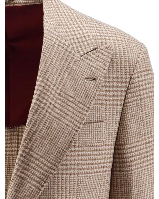 Brunello Cucinelli Brown Check-Pattern Blazer for men