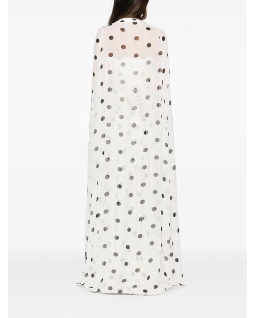 Adamaris White Polka-Dot Floral-Appliqué Maxi Dress