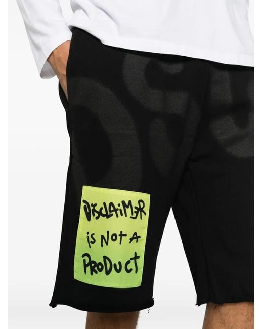 DISCLAIMER Black Logo-Patch Track Shorts for men