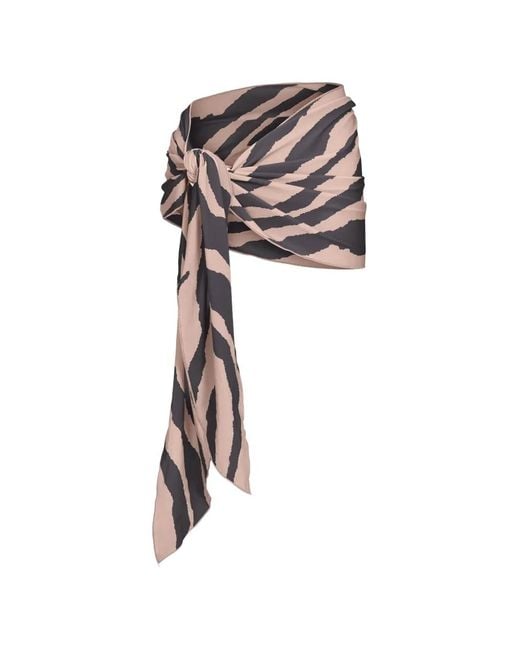 Tropic of C White Souk Zebra-Print Wrap Mini Skirt