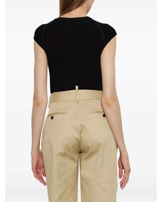 DSquared² Black Ribbed-Knit Bodysuit