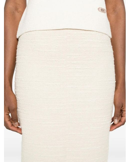 N°21 White Zip-Fastening Midi Skirt