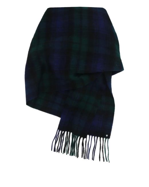 Bless Blue Check-Pattern Wool Scarf for men