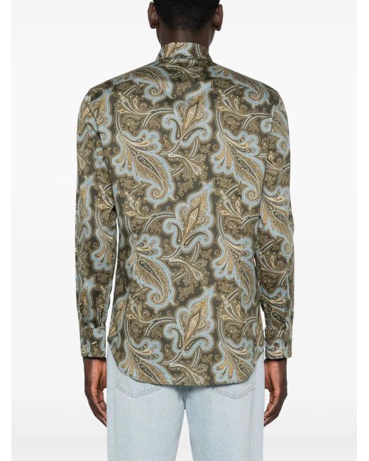 Etro Green 3-Fabrics Dress Shirt for men